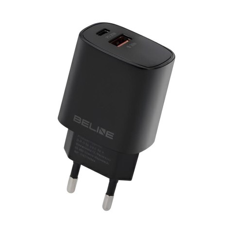 Ładowarka sieciowa Beline 30W 1xUSB-C + 1xUSB GaN PD 3.0 QC 3.0 bez kabla - czarna Beline