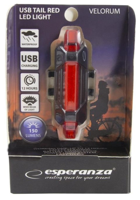 Lampka LED rowerowa Esperanza VELORUM EOT014 na tył USB ESPERANZA Lampka LED rowerowa Esperanza VELORUM EOT014 na tył USB ESPERANZA