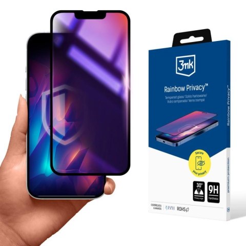 Szkło hartowane, prywatyzujące do Apple iPhone 16 - 3mk Rainbow Privacy 3mk Protection