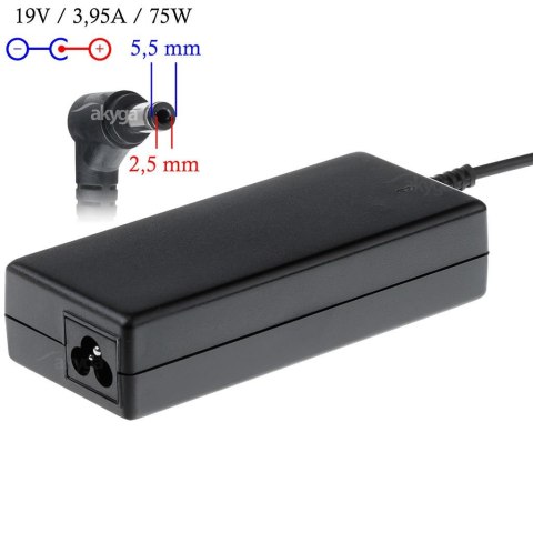 Zasilacz sieciowy Akyga AK-ND-02 do notebooka 19V/3,95A 75W 5.5x2.5 mm AKYGA