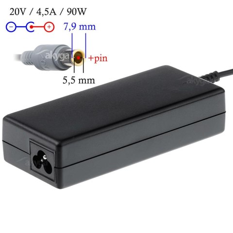 Zasilacz sieciowy Akyga AK-ND-18 do notebooka 20V/4,5A 90W 7,9x5,5mm + pin AKYGA