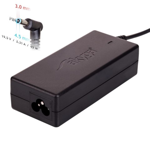 Zasilacz sieciowy Akyga AK-ND-69 do notebooka 19,5V/2,31A 45W 4.5x3.0mm + pin AKYGA Zasilacz sieciowy Akyga AK-ND-69 do notebooka 19,5V/2,31A 45W 4.5x3.0mm + pin AKYGA