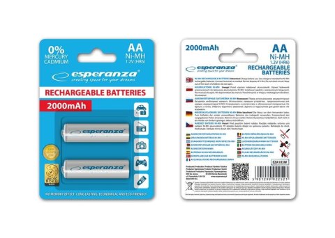 Akumulatorki AA Esperanza 2000mAh 2szt. białe ESPERANZA Akumulatorki AA Esperanza 2000mAh 2szt. białe ESPERANZA