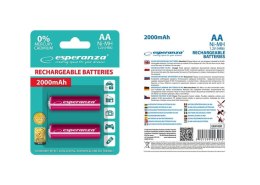 Akumulatorki AA Esperanza 2000mAh 2szt. czerwone ESPERANZA