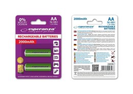 Akumulatorki AA Esperanza 2000mAh 2szt. zielone ESPERANZA