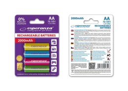 Akumulatorki AA Esperanza 2000mAh 4szt. mix kolorów ESPERANZA