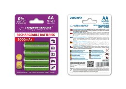 Akumulatorki AA Esperanza 2000mAh 4szt. zielone ESPERANZA