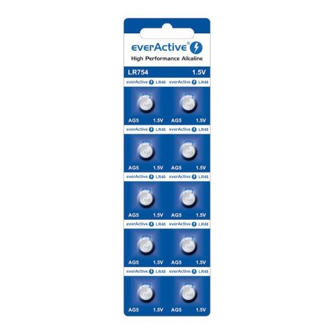 Bateria alkaliczna mini everActive AG5 G5 LR754 LR48 - blister 10 sztuk Everactive
