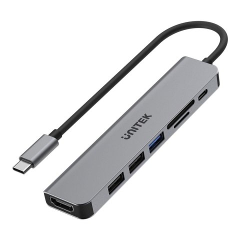 Hub USB-C Unitek H1118A 7w1, HDMI 4K, 3x USB-A, USB-C PD 100W, alu Unitek Hub USB-C Unitek H1118A 7w1, HDMI 4K, 3x USB-A, USB-C PD 100W, alu Unitek