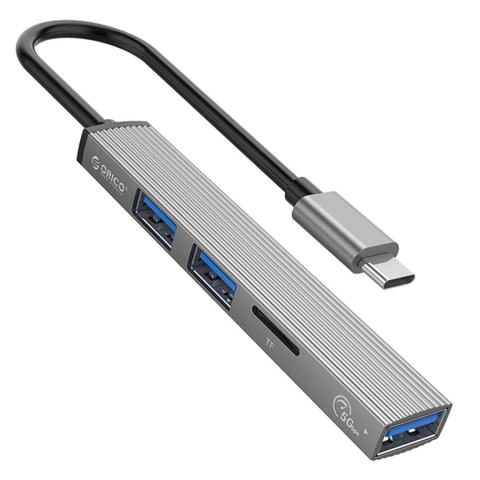 Hub USB-C, czytnik kart Orico AH-12F-GY-BP 3xUSB-A 3.1 Gen1, 5Gbps, alu ORICO Hub USB-C, czytnik kart Orico AH-12F-GY-BP 3xUSB-A 3.1 Gen1, 5Gbps, alu ORICO