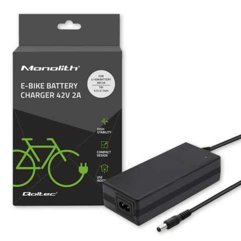 Ładowarka Qoltec do baterii roweru elektrycznego 36V | 42V | 2A | 5.5*2.1 Qoltec Ładowarka Qoltec do baterii roweru elektrycznego 36V | 42V | 2A | 5.5*2.1 Qoltec