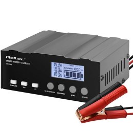 Ładowarka inteligentna Qoltec mikroprocesorowa 12V | 12.6V | 24V | Prostownik z funkcją naprawy do akumulatora AGM GEL LiFePO4 | Qoltec