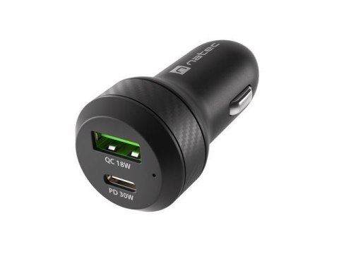 Ładowarka samochodowa Natec NUC-1980 1X USB 1X USB-C POWER DELIVERY 3.0 48W QC3.0 czarna Natec Ładowarka samochodowa Natec NUC-1980 1X USB 1X USB-C POWER DELIVERY 3.0 48W QC3.0 czarna Natec