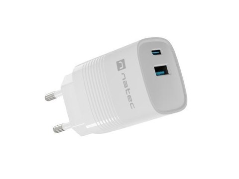Ładowarka sieciowa, Ładowarka do laptopa Natec Ribera Gan 1x USB-A + 1x USB-C 30W biała Natec