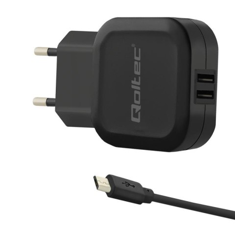 Ładowarka sieciowa Qoltec 17W 5V 3,4A 2xUSB + kabel MicroUSB Qoltec Ładowarka sieciowa Qoltec 17W 5V 3,4A 2xUSB + kabel MicroUSB Qoltec
