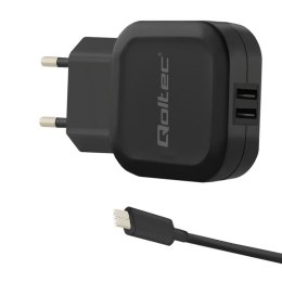 Ładowarka sieciowa Qoltec 17W 5V 3,4A 2xUSB + kabel USB type-C Qoltec