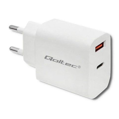 Ładowarka sieciowa Qoltec 18W | 5-12V | 1.5-3A | USB typ C PD | USB QC 3.0 | Biała Qoltec Ładowarka sieciowa Qoltec 18W | 5-12V | 1.5-3A | USB typ C PD | USB QC 3.0 | Biała Qoltec