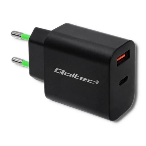 Ładowarka sieciowa Qoltec 18W | 5-12V | 1.5-3A | USB typ C PD | USB QC 3.0 | Czarna Qoltec Ładowarka sieciowa Qoltec 18W | 5-12V | 1.5-3A | USB typ C PD | USB QC 3.0 | Czarna Qoltec