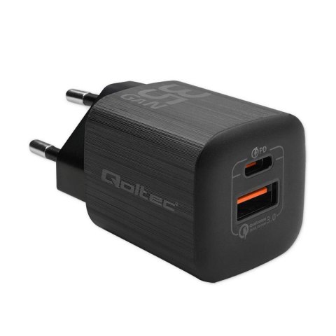 Ładowarka sieciowa Qoltec 35W GaN ULTRA | 5-20V | 2.25-3A | 1 x USB typ C PD | 1 x USB QC 3.0 | Czarna Qoltec Ładowarka sieciowa Qoltec 35W GaN ULTRA | 5-20V | 2.25-3A | 1 x USB typ C PD | 1 x USB QC 3.0 | Czarna Qoltec