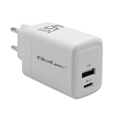 Ładowarka sieciowa Qoltec 45W GaN | 5-20V | 1.5-3A | 1xUSB-C PD | 1xUSB QC 3.0 | Biała Qoltec Ładowarka sieciowa Qoltec 45W GaN | 5-20V | 1.5-3A | 1xUSB-C PD | 1xUSB QC 3.0 | Biała Qoltec