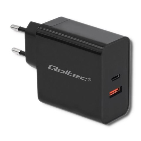 Ładowarka sieciowa Qoltec 63W | 5-20V | 1.5-3A | USB typ C PD | USB QC 3.0 | Czarna Qoltec Ładowarka sieciowa Qoltec 63W | 5-20V | 1.5-3A | USB typ C PD | USB QC 3.0 | Czarna Qoltec