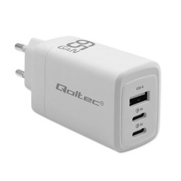 Ładowarka sieciowa Qoltec 65W GaN | 5-20V | 3-3.35A | 2xUSB-C PD | 1xUSB QC 3.0 | Biała Qoltec