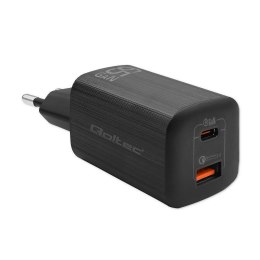 Ładowarka sieciowa Qoltec 65W GaN ULTRA | 5-20V | 2.25-3.25A | 1 x USB typ C PD | 1 x USB | Czarna Qoltec