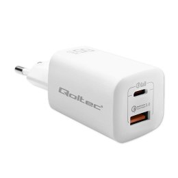 Ładowarka sieciowa Qoltec 65W GaN ULTRA | 5-20V | 2.25-3.25A | 1 x USB typ C PD | 1 x USB QC 3.0 | Biała Qoltec