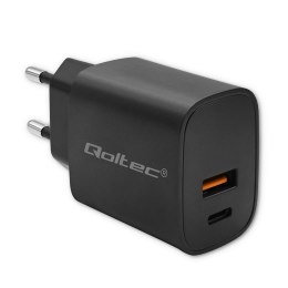 Ładowarka sieciowa Qoltec GaN POWER PRO | 1xUSB-C | 1xUSB | 30W | 5-20V | 1.5-3A | Czarna Qoltec