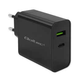 Ładowarka sieciowa Qoltec Super Quick PD | 1xUSB-C | 1xUSB | 45W | 5-20V | 2.25-3A | Czarna Qoltec