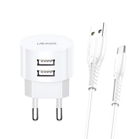 Ładowarka sieciowa Usams T20 2,1A 2xUSB+kabel microUSB - biała USAMS Ładowarka sieciowa Usams T20 2,1A 2xUSB+kabel microUSB - biała USAMS