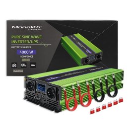 Przetwornica napięcia Qoltec Monolith | ładowanie baterii | UPS| 2000W | 4000W | 12V na 230V | Czysty Sinus | LCD Qoltec