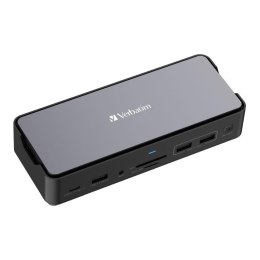 Stacja dokująca Verbatim USB-C Pro CDS-15SSD 2xHDMI DP RJ-45 4xUSB 3xUSB-C SD microSD SSD audio Verbatim