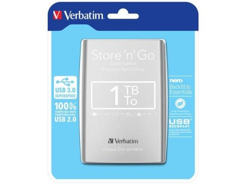 Dysk zewnętrzny Verbatim 1TB Store 'n' Go 2.5" srebrny USB 3.0 Verbatim