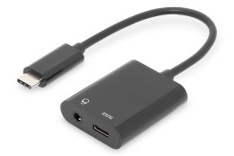 Kabel DIGITUS USB 3.1 Typ C Gen.2 SuperSpeed+ 10Gbps MiniJack 3.5mm USB C czarny 0.2m Digitus