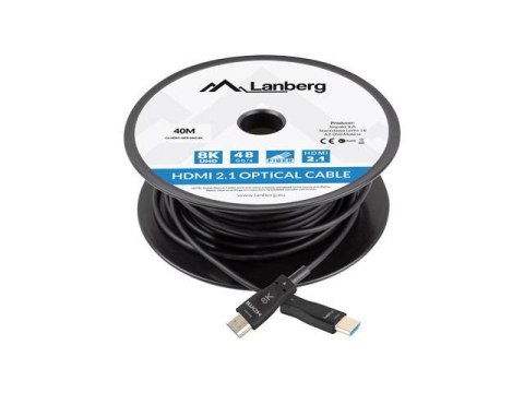 Kabel HDMI Lanberg M/M v2.1 40m 8K czarny optyczny AOC LANBERG Kabel HDMI Lanberg M/M v2.1 40m 8K czarny optyczny AOC LANBERG