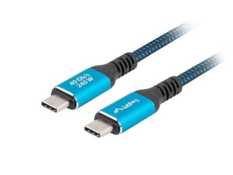 Kabel Lanberg USB-C M/M USB4 1m 240W 8K 60Hz czarno-niebieski LANBERG