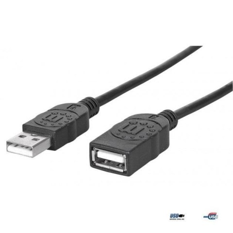 Kabel Manhattan przedłużacz USB 2.0 A-A M/F 0,5m, czarny Manhattan