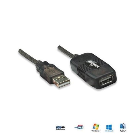 Kabel Manhattan przedłużacz USB 2.0 A-A M/F aktywny, 10m, czarny Manhattan
