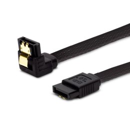 Kabel SATA III SAVIO GAK-08 0,5m, oplot czarny, kątowy, złote zatrzaski Savio