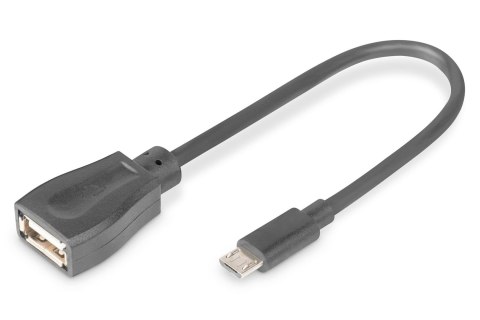 Kabel USB 2.0 DIGITUS HighSpeed OTG Typ microUSB B/USB A M/Ż czarny 0,2m Digitus Kabel USB 2.0 DIGITUS HighSpeed OTG Typ microUSB B/USB A M/Ż czarny 0,2m Digitus