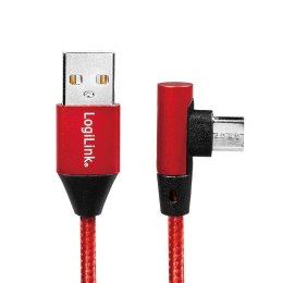 Kabel USB 2.0 LogiLink CU0149 USB A - micro USB B, M/M, kątowy, czerwony 0,3m LogiLink