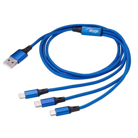 Kabel USB Akyga AK-USB-27 USB A (m) / micro USB B (m) / USB type C (m) / Lightning (m) 1.2m AKYGA Kabel USB Akyga AK-USB-27 USB A (m) / micro USB B (m) / USB type C (m) / Lightning (m) 1.2m AKYGA