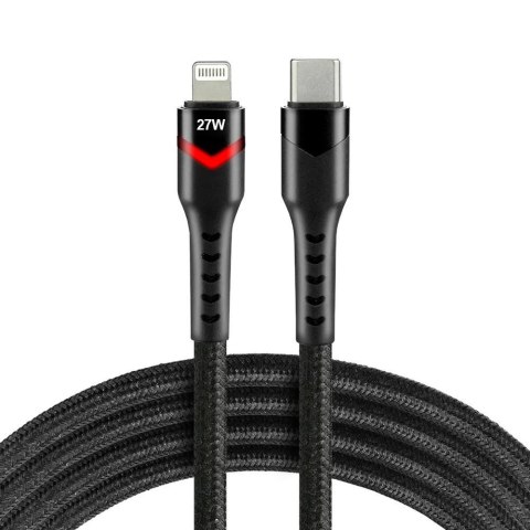 Kabel USB-C -> Lightning everActive CBB-1CIR 1m 27W RGB LED czarny Everactive Kabel USB-C -> Lightning everActive CBB-1CIR 1m 27W RGB LED czarny Everactive