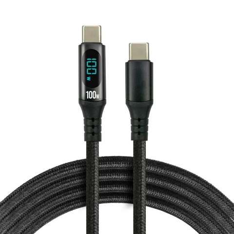 Kabel USB-C -> USB-C everActive CBB-2PD5L 2m 100W wbudowany wyświetlacz czarny Everactive