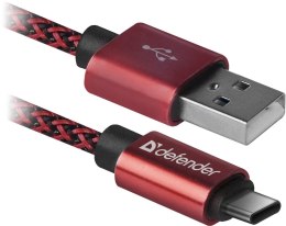 Kabel USB Defender AM-TYPE C 1m 2,1A czerwony Defender