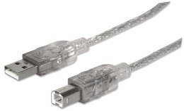 Kabel USB Manhattan USB 2.0 A-B M/M, 1,8m, srebrny Manhattan