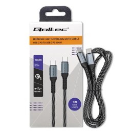 Kabel USB Qoltec 2.0 typ C | USB 2.0 typ C 100W| QC 3.0 | PD | 1m | Czarny Qoltec