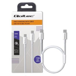 Kabel USB Qoltec 2.0 typ C | USB 2.0 typ C 60W | QC 3.0 | PD | 1.5m | Biały Qoltec