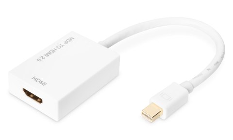 Kabel adapter DIGITUS Mini Displayport 4K 60Hz Typ mDP/HDMI M/Ż aktywny biały 0.2m Digitus